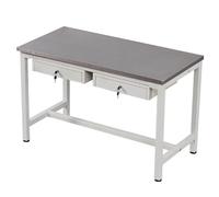 DHNDSDP Table INOX avec Deux Tiroirs Et Clés Tables De Travail Laboratoire Station d'emballage Assemblage par Encliquetage Patins en Caoutchouc Cadre Robuste Renforts Transversaux