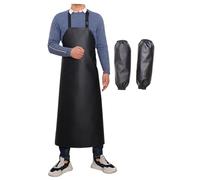 DHNDSDP Tablier en Cuir Imperméable L39,4/43,3" Tabliers de Travail Réglables avec Boucle de Fixation Autour du Cou Bretelles Larges avec/sans Manches Adaptés à La Cuisson au Barbecue
