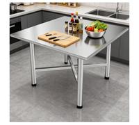 DHNDSDP Work Table de Travail Pliable pour Cuisine Établi en Acier Workbench Plan Carré Conception à Encliquetage Soudure Précision Patins Caoutchouc Plateau Épaissi Renfort par Traverse