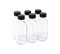 DHNEIYGC 6 Mini Bouteilles en Verre 60 ml, Bouteilles à Shot avec Bouchons, Petits Flacons Réutilisables, pour Jus, Gingembre, Huiles, Liqueur et Boissons à emporter en Voyage