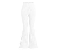 DhogSuai Fille Knit Ribbed Leggings with Pocket Kids Stretch Bell Bottoms Yoga Dance Active Leggings for Youth Teen Soft Combi Short (White, 10 Years)