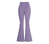 DhogSuai Girls Knit Ribbed Flare Leggings with Pocket Kids Stretch Bell Bottoms Yoga Dance Active Leggings for Youth Teen Soft Soutien Gorge Ensemble (Purple, 9 Years)