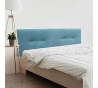 DHOME Tête de lit en Similicuir ou Tissu acualine uni avec Boutons Double divisé en 2 pièces Tête de lit rembourrée Haut DE Gamme (Tissu Turquoise, 210cm Double (Lits 200))