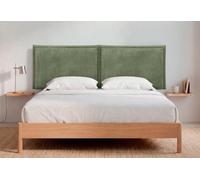 DHOME Tête de Lit Rembourrée en Velours Côtelé Premium avec Passepoil et Pieds Murale Acoustique et Absorbante pour Lit Chambre Moderne Top Tendance (Vert Jungle, 8cm Ép., 125cm H., 160cm Dual)