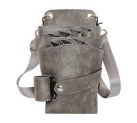 Dhongf Pochette à ciseaux pour coiffeur Sac à outils pour coiffeur professionnel Sac de Ciseaux de Coiffeur Sac de Coiffeur PU+PVC Cuir Sac Bandoulière Gris élégant