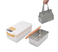 DHQCQL Boîte à déjeuner électrique, chauffante, avec isolation, 40 W, écran LED, 1 l, temps de chauffage réglable, pour camion, famille, camping, 23 x 12,5 x 9,5 cm (orange)