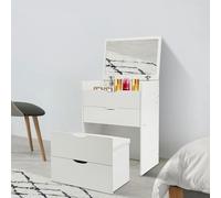 DHQCQL Coiffeuse avec miroir, 40 x 37,5 x 72 cm, avec tiroirs et tabouret, petit ensemble de coiffeuse, table de maquillage, table de maquillage, table de maquillage pour chambre à coucher, jusqu'à 90