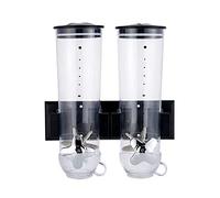 DHQCQL Distributeur de céréales à montage mural, double boîtes de conservation hermétiques avec couvercle et 2 récipients, distributeur de céréales pour aliments secs, céréales, farine, sucre (noir)