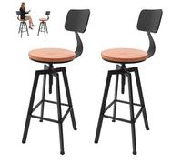 DHQCQL Lot de 2 tabourets de bar réglables en hauteur avec dossier - Ergonomiques - Pour salle à manger, bar, îlot de cuisine - Jusqu'à 100 kg