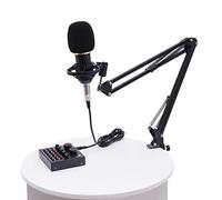 DHQCQL Podcast Set PC Mixer Microphone avec Carte Son en Live, Contrôleur DJ et Microphone BM800, Microphone de Jeu avec Bras pour Podcasting, Enregistrement, YouTube, Home