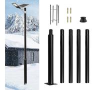 DHQCQL Poteau de lampadaire solaire avec piquet et cadre de fondation, résistant aux intempéries, éclairage extérieur, mât de lampadaire divisé pour terrasse, rue (5 m)