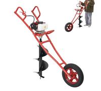 DHQCQL Tarière électrique à essence, 2 temps, 52 cc, avec entonnoir, 1,46 kW, pour semis forestiers, fermes, supports de vigne, plantation de légumes, rouge