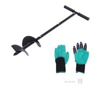 DHQCQL Tarière manuelle de jardin - 150 mm - Avec poignée antidérapante et gants - Pour planter et percer des arbres - Diamètre : 150 mm - 15 x 85 cm