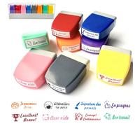 Dhqkqg 8PCS Tampon Enseignant Français, Tampon Encreur Enseignant Français Motivants, Tampons Enseignants, Tampon Auto Encreur Tampons Enseignants Maternelle Cadeau pour Encourager Motiver Élèves