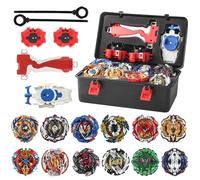 Dhqkqg Bey Burst Turbo Blade Kit de toupie de combat 12 en 1 avec boîte Metal Fusion Blade avec poignée, 12 toupies Burst 3 lanceurs Arena Combat Game