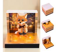 Dhqkqg Calendrier 3D, Calendrier de Bureau 2027, Sculpture en Papier Renard avec Lumière, Calendrier de Bureau 3D à Détacher avec Glasklarem Anzeigebox, Décoration pour École, Maison, Bureau, Noël