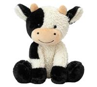 Dhqkqg Doudou de vache - 22 cm - En peluche - Vache mignonne - Jouet doux - Noir et blanc - Peluche kawaii - À collectionner et à câliner pour garçons et filles