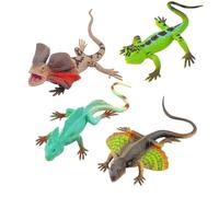 Dhqkqg Lot de 4 jouets pour lézard réaliste, en caoutchouc, simule le lézard, les animaux sablés, les animaux en caoutchouc, les reptiles, pour adultes, poisson d'avril, fête d'Halloween