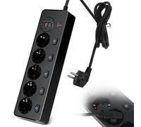Dhqkqg Multiprise Electrique, Bloc Multiprise, Multiprise Parasurtenseur, 5 Prises Outlet + 4 Ports USB, Prise Multi Parasurtenseur Parafoudre et Surtension avec Interrupteur Cable 2m (Blanc)