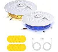Dhqkqg Piège à Puces, 2 Pièces Pièges à Puces pour Appartement Lampe Piège à Puce avec 10 Disques Adhésifs et 4 Modes Dèclairage, pour Salon, Cuisine, Chambre, Cuisine (Blanc)