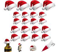 DHRUTI Mini Chapeau de Père Noël, 30 PCS Mini Bonnet de Noel, Bricolage Sucette Chapeau,Petits Bonnets Noël, Chapeau de Bouteille de vin,pour Les décorations de Table Déco de Noël