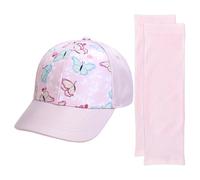 DHSBGWSX 1 Casquette De Baseball, 1 Paire De Manches De Protection Solaire, Chapeau Queue De Cheval pour Fille, Chapeau De Soleil À Large Bord, Chapeau Réglable, Combinaison Pare-Soleil D'Extérieur.
