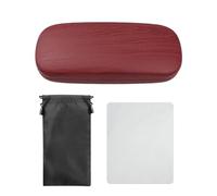 DHSBGWSX 1 étui à lunettes avec grain d'acajou, 1 sac de rangement noir, 1 chiffon à lunettes gris daim - Boîte de rangement pour lunettes de soleil, rouge, taille unique