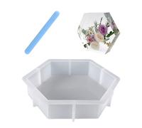 DHSBGWSX 1 moule en silicone hexagonal, 1 agitateur, moule à échantillon hexagonal, forme hexagonale, forme tridimensionnelle, moule de moulage de colle, artisanat de bricolage
