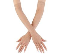 DHSBGWSX 1 paire de gants en strass, gants pour costumes de femmes, gants en maille, costumes de fée pour femmes, gants de sirène pour femmes, gants de cosplay, maille à paillettes en strass