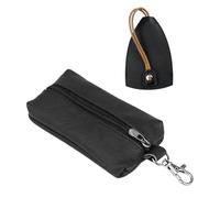 DHSBGWSX 1 poche à clés en cuir, 1 poche à clés extensible, porte-clé, sac de rangement noir, petit sac de rangement, étui à clés, Noir , 12 * 7 * 1,8 cm