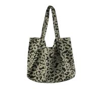 DHSBGWSX 1 sac à bandoulière vert avec motif léopard - Grand sac à bandoulière en toile pour femme - Grand sac à provisions tendance et polyvalent, vert, 38 * 72 cm