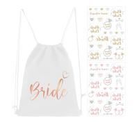 DHSBGWSX 1 sac de mariée, 2 autocollants, accessoires pour femme, sac à cordon, accessoires de mariée, accessoires d'enterrement de vie de jeune fille, sac à main de mariée, Blanc., taille unique