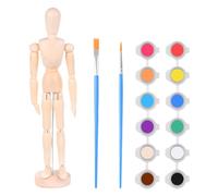 DHSBGWSX 1 support de mannequin, 1 kit de peinture, modèle de figurines en bois, modèle de dessin, mannequin de dessin du corps humain en bois, outils de peinture