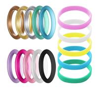 DHSBGWSX 10 Pièces D'Anneaux En Silicone Colorés, 5 Morceaux De Bracelets En Silicone, Bagues, Accessoires De Bague Simples, Accessoires De Bague, Bagues De Couple (10 Couleurs)