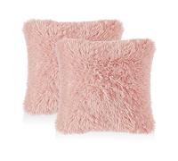 DHSBGWSX 2 taies d'oreiller en peluche rose moelleuse douce et confortable carrée 45 x 45 cm