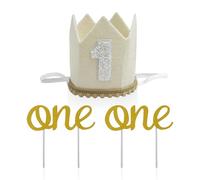 DHSBGWSX Chapeau 1er Anniversaire, 1 Autocollant One, Chapeau d'Anniversaire Enfant avec le Chiffre 1