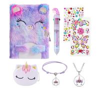 DHSBGWSX Ensemble De Cahier De Rêve De 7 Pièces, Journal Intime En Peluche, Stylo D'écriture Cheval Arc-En-Ciel, Ensemble De Dessin Animé Mignon, Outils De Papeterie Créatifs, Cadeaux Pour Filles