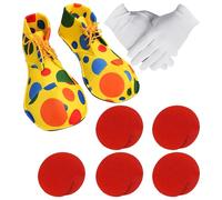DHSBGWSX Ensemble de Costume de Clown 7 Pièces - Chaussures, Gants, Accessoires de Nez, Déguisement pour Fêtes d'Halloween et Cosplay