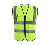 DHSBGWSX Gilet de Sécurité Jaune Fluorescent Réfléchissant avec Poches, Sans Manches pour Course de Nuit de Vélo, Taille Unique