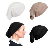 DHSBGWSX Hijab 3 Pièces, Hijab à Fond Respirant, Chapeau Tube élastique, Hijab Décoratif Pour Femme, Bandana à Cheveux Doux, Casquette Hijab (3 Couleurs)