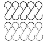 DHSBGWSX Lot de 10 Crochets en Forme de S - Mousquetons en Métal, Crochets à Vis en Acier Inoxydable, Coupe-Vent Avec Boucle à Ressort