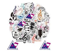 DHSBGWSX Lot de 100 autocollants musicaux, couleurs assorties, en PVC, imperméables, style musical, faciles à enlever, adaptés aux ordinateurs portables, téléphones, guitares, scooters, motos