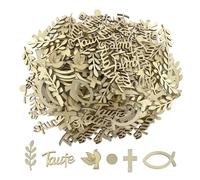 DHSBGWSX Lot de 100 décorations de fête prénatale, baptême, accessoires bois naturel, religieux, garçon/fille