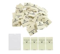 DHSBGWSX Lot de 100 étiquettes en tissu pour vêtements, 1 sac de rangement, étiquettes pour col de vêtements, fabriquées à la main avec amour