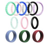 DHSBGWSX Lot de 12 bagues en silicone pour femme, avec paillettes, taille unique