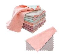 DHSBGWSX Lot de 12 torchons en velours corail, chiffons de nettoyage de cuisine, chiffons en microfibre, chiffons absorbants et éliminant l'huile, lavettes réutilisables, éponges à récurer double face