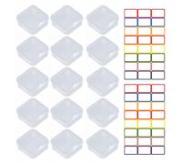 DHSBGWSX Lot de 15 Boîtes Transparentes - 48 Étiquettes Vides, Carrée, Rangement pour Bijoux, Petite Boîte avec Couvercle, Affichage Transparent, Mini Rangement