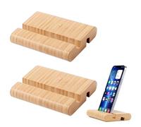DHSBGWSX Lot de 2 supports en bambou, support de tablette, décoration de bureau, support de téléphone portable, support de téléphone portable, support universel pour téléphone portable