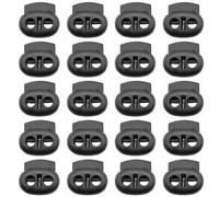 DHSBGWSX Lot de 20 boucles de cordon de serrage, extrémités de lacets, lacets de sweat, boucles, embouts de cordon, boucles à ressort en plastique, têtes de lacets (noir), Noir , 21*23mm