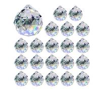 DHSBGWSX Lot de 20 boules en verre de cristal, pendentif prisme en cristal, décoration en cristal, accessoires de bricolage, boules de cristal de 20 mm, accessoires de suspension